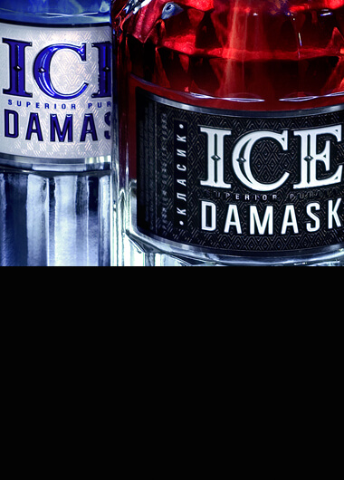 Vodka "Ice Damask". Bottle and label design.